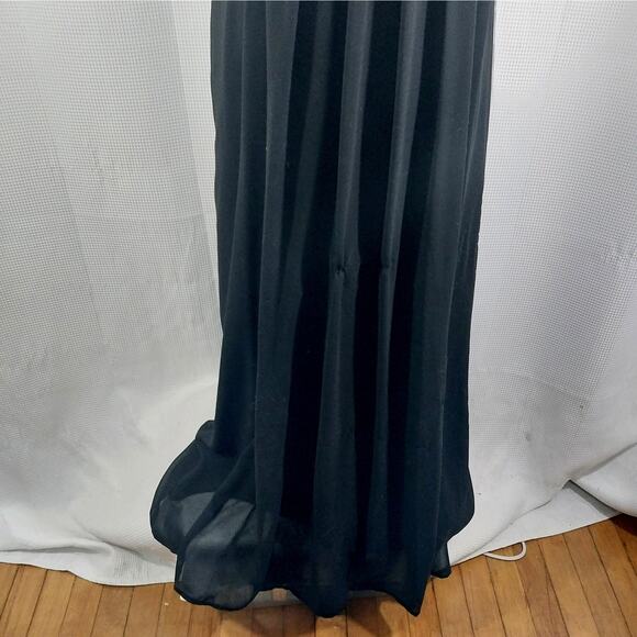 SOIEBLU! DELICIOUSLY DRAPEY BLACK CHIFFON GOLD BEADED/EMBROIDERED DRESS! SZ 10 - Picture 4 of 11